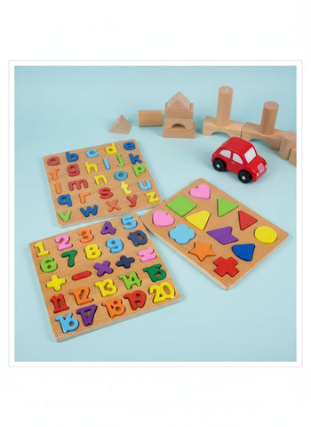 LEARN & PLAY ALPHABET, NUMBER & SHAPE PUZZLE BOARD